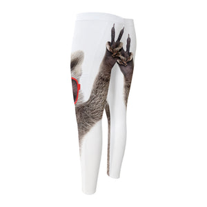 Funny Raccoon Print Men's Compression Pants