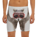 Funny Raccoon Print Men's Long Boxer Briefs