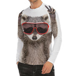 Funny Raccoon Print Men's Long Sleeve Rash Guard