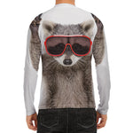 Funny Raccoon Print Men's Long Sleeve Rash Guard