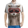 Funny Raccoon Print Men's Polo Shirt