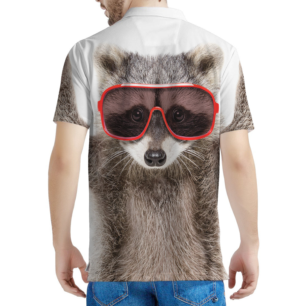 Funny Raccoon Print Men's Polo Shirt