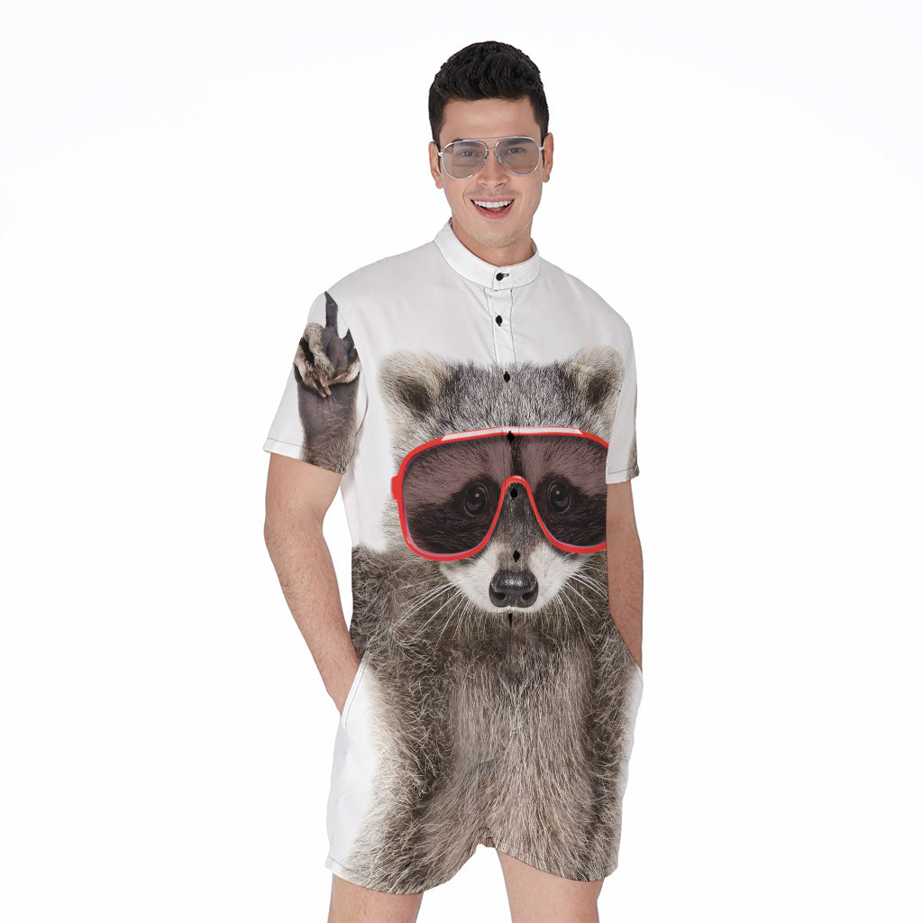 Funny Raccoon Print Men's Rompers