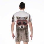 Funny Raccoon Print Men's Rompers