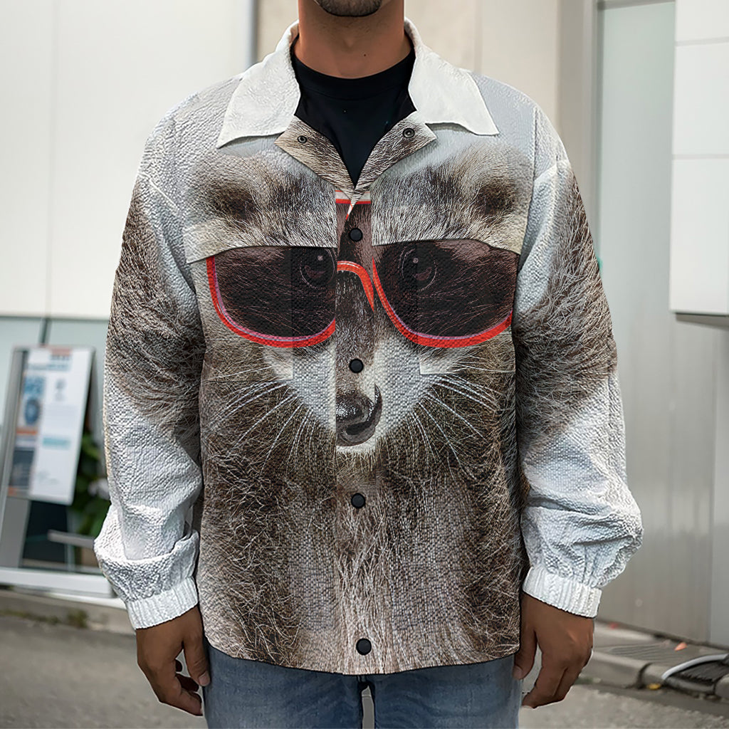 Funny Raccoon Print Men's Shirt Jacket