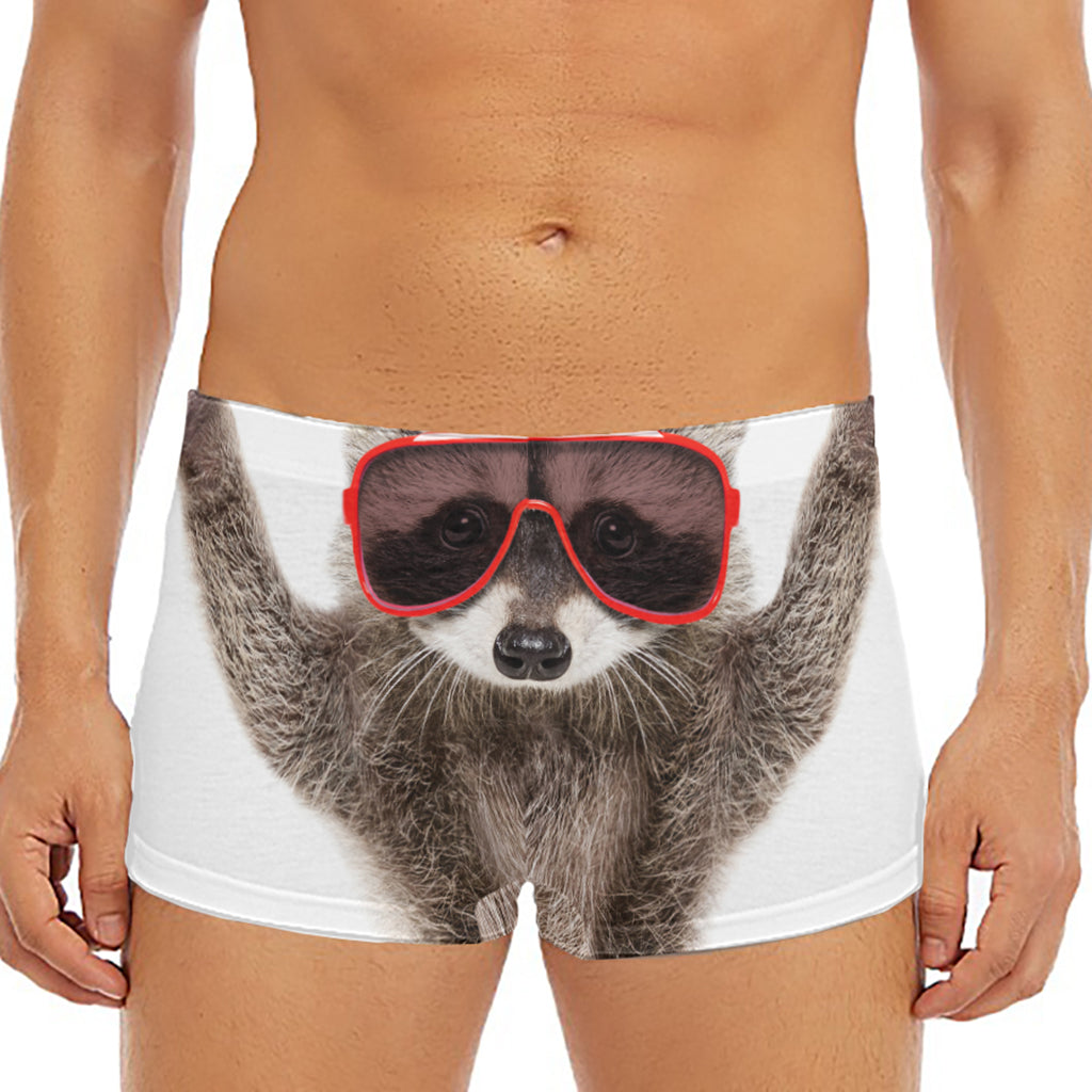 Funny Raccoon Print Men's Short Boxer Briefs