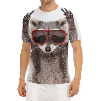 Funny Raccoon Print Men's Short Sleeve Rash Guard
