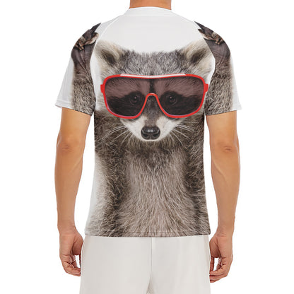 Funny Raccoon Print Men's Short Sleeve Rash Guard