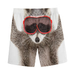 Funny Raccoon Print Men's Sports Shorts