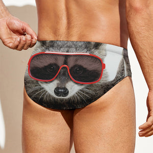 Funny Raccoon Print Men's Swim Briefs