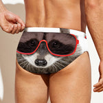 Funny Raccoon Print Men's Swim Briefs