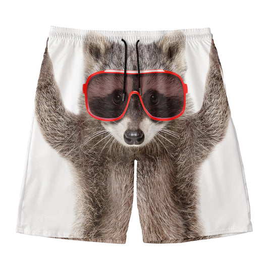 Funny Raccoon Print Men's Swim Trunks
