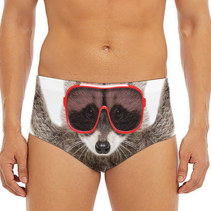 Funny Raccoon Print Men's Triangle Swim Briefs