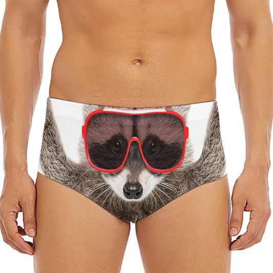 Funny Raccoon Print Men's Triangle Swim Briefs