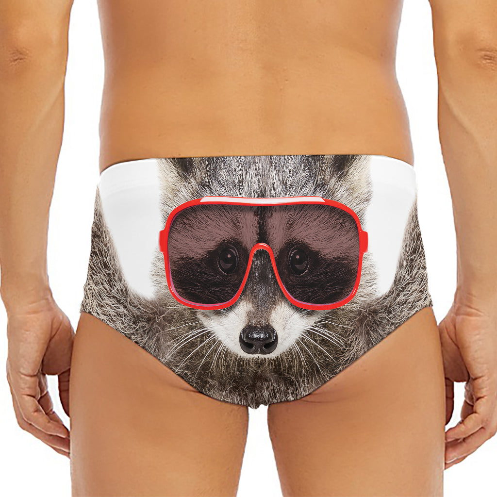 Funny Raccoon Print Men's Triangle Swim Briefs