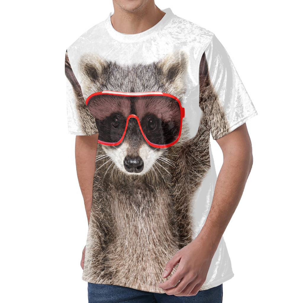 Funny Raccoon Print Men's Velvet T-Shirt