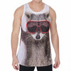 Funny Raccoon Print Men's Velvet Tank Top