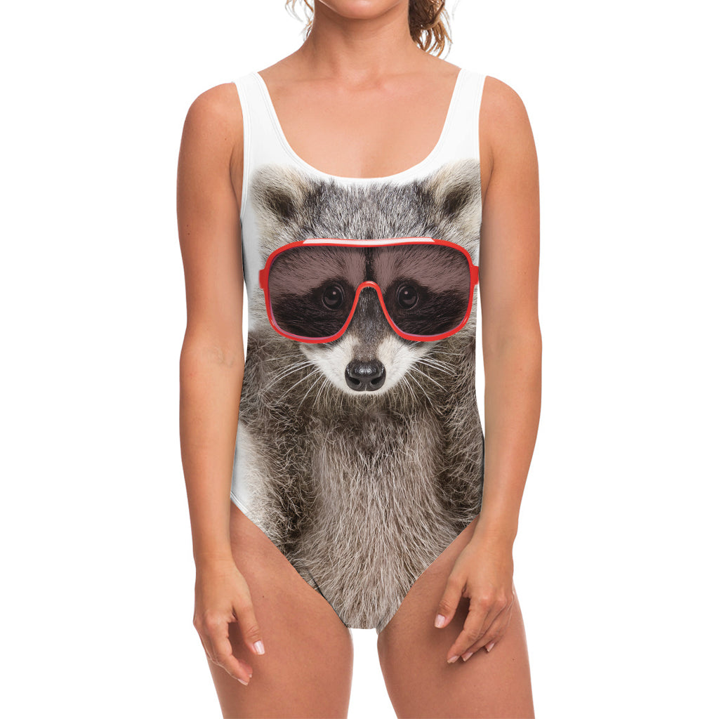 Funny Raccoon Print One Piece Swimsuit