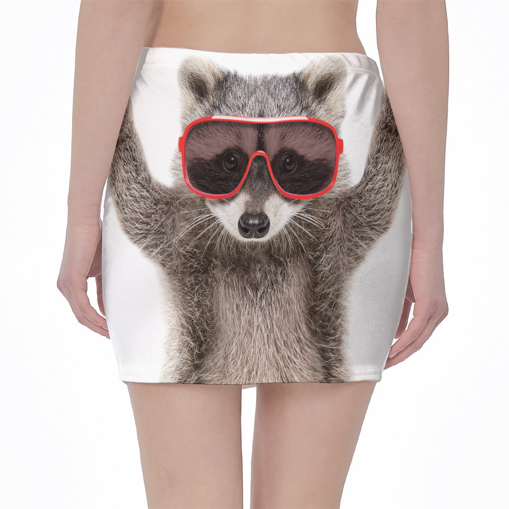 Funny Raccoon Print Pencil Mini Skirt