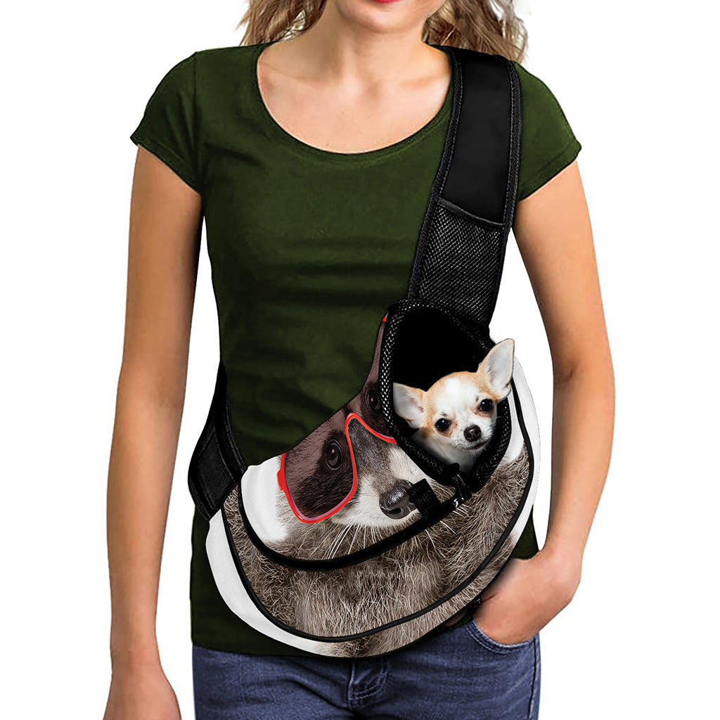 Funny Raccoon Print Pet Sling Carrier