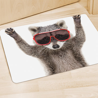 Funny Raccoon Print Polyester Doormat