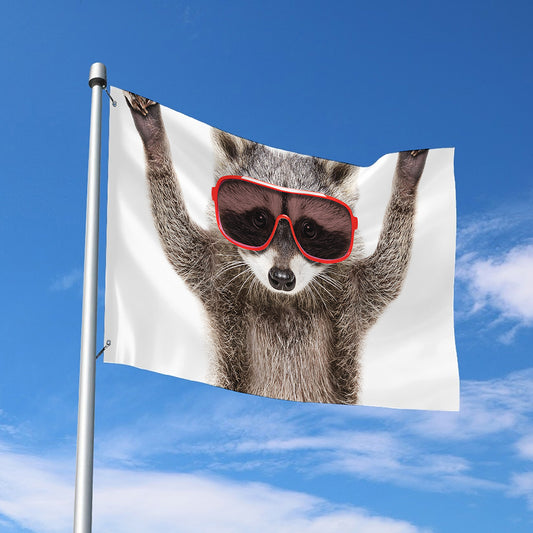 Funny Raccoon Print Polyester Flag