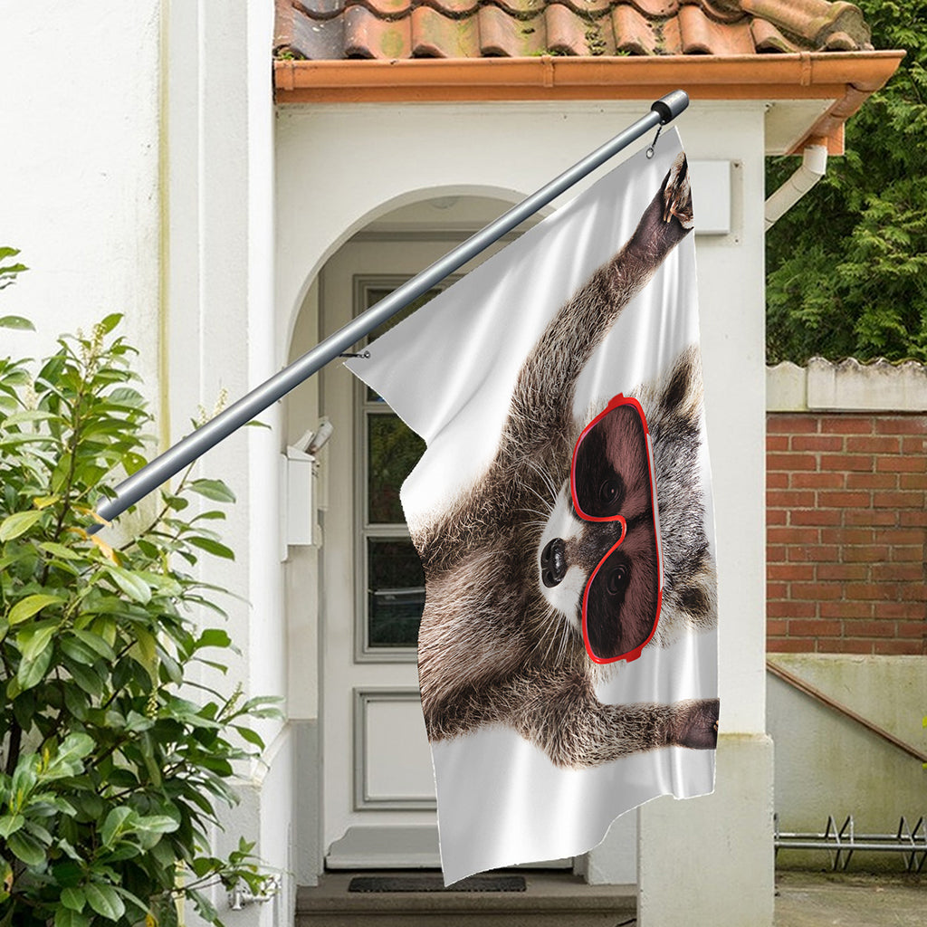 Funny Raccoon Print Polyester Flag