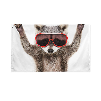 Funny Raccoon Print Polyester Flag