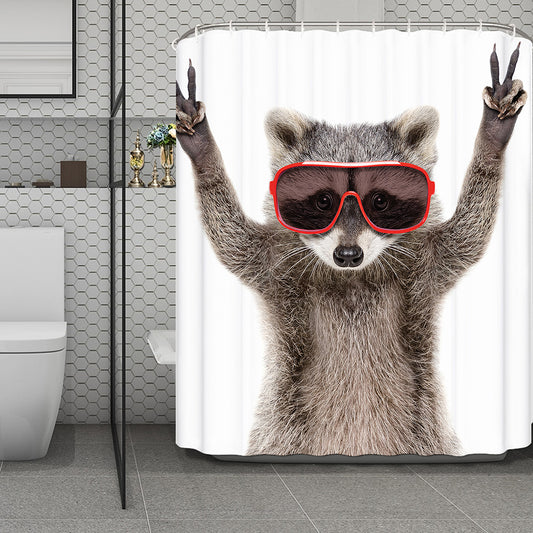 Funny Raccoon Print Polyester Shower Curtain