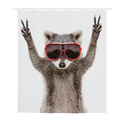 Funny Raccoon Print Polyester Shower Curtain