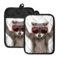Funny Raccoon Print Pot Holders With Pocket