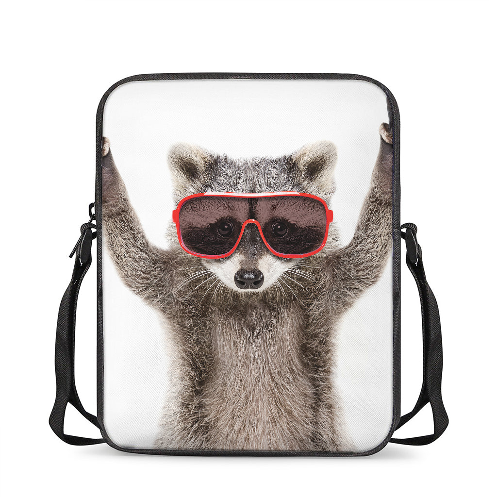 Funny Raccoon Print Rectangular Crossbody Bag