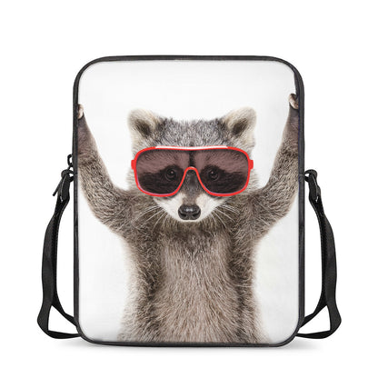 Funny Raccoon Print Rectangular Crossbody Bag
