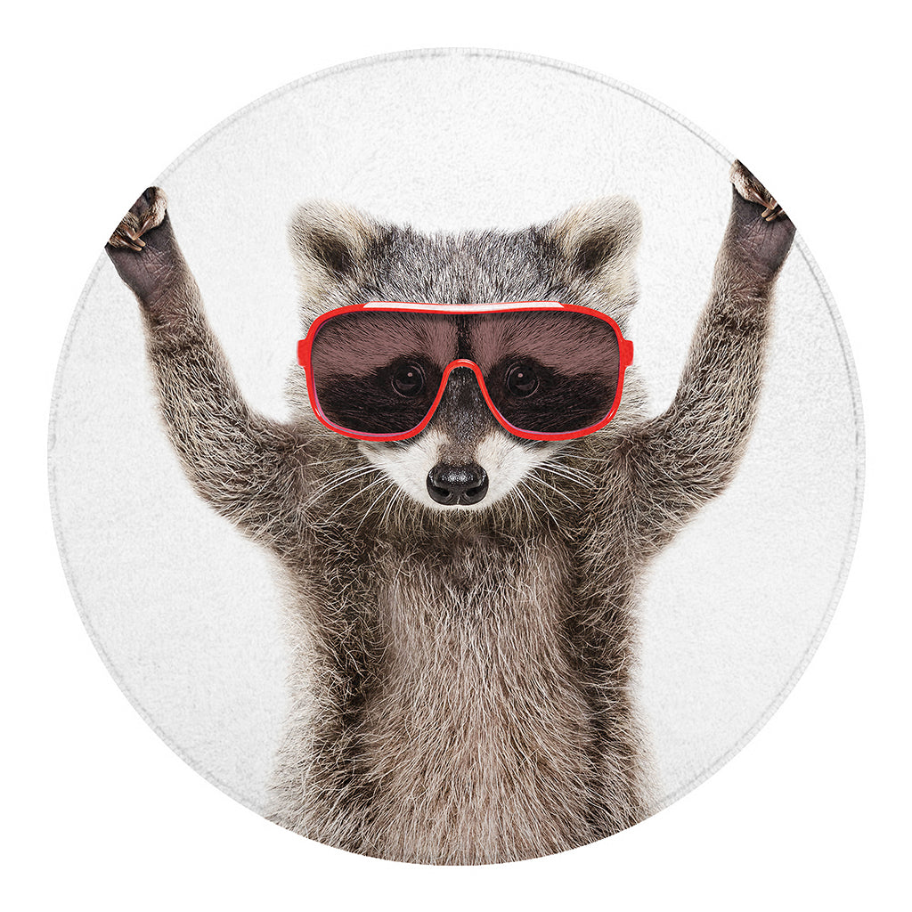 Funny Raccoon Print Round Blanket