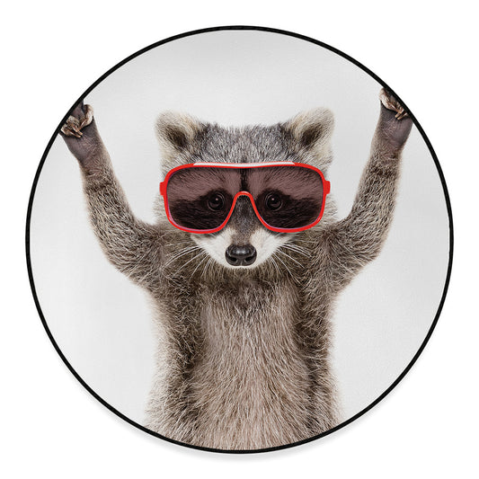 Funny Raccoon Print Round Floor Mat