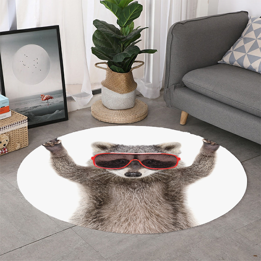 Funny Raccoon Print Round Rug