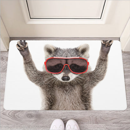 Funny Raccoon Print Rubber Doormat