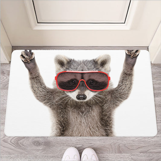 Funny Raccoon Print Rubber Doormat