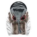 Funny Raccoon Print Sherpa Lined Zip Up Hoodie