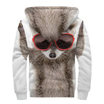 Funny Raccoon Print Sherpa Lined Zip Up Hoodie
