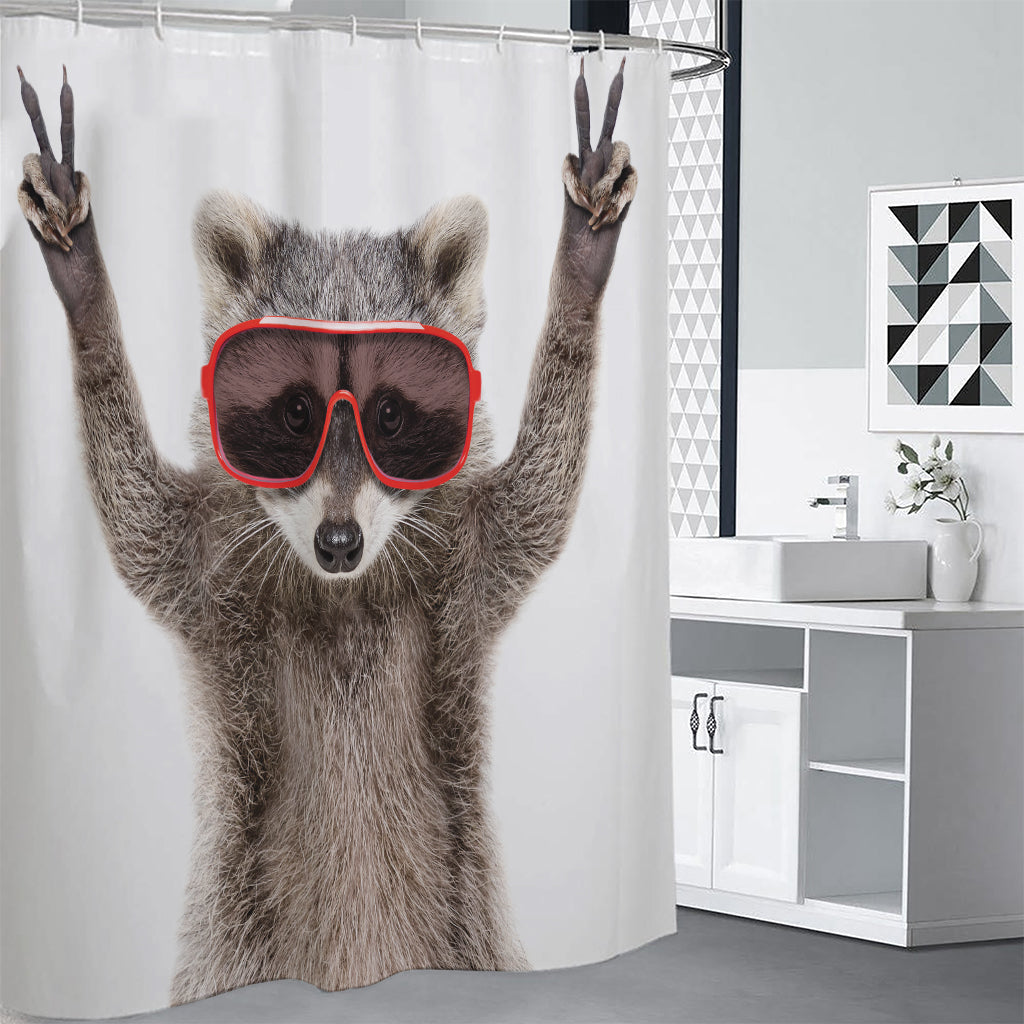 Funny Raccoon Print Shower Curtain