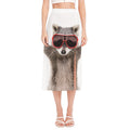 Funny Raccoon Print Side Slit Midi Skirt