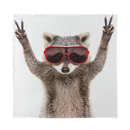 Funny Raccoon Print Silk Bandana