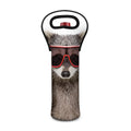 Funny Raccoon Print Single Neoprene Wine Tote