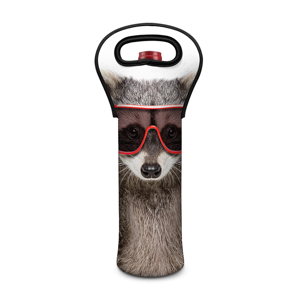 Funny Raccoon Print Single Neoprene Wine Tote