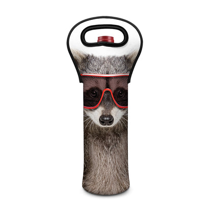 Funny Raccoon Print Single Neoprene Wine Tote