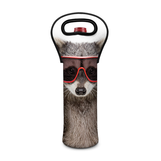Funny Raccoon Print Single Neoprene Wine Tote