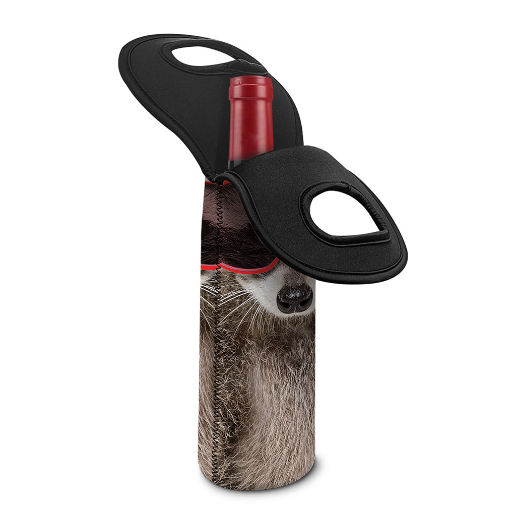 Funny Raccoon Print Single Neoprene Wine Tote