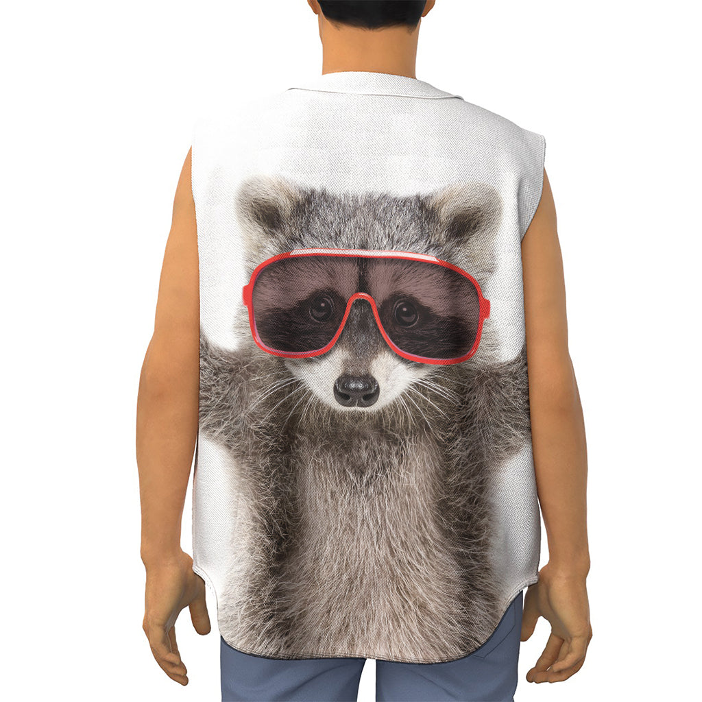 Funny Raccoon Print Sleeveless Baseball Jersey