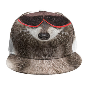 Funny Raccoon Print Snapback Cap